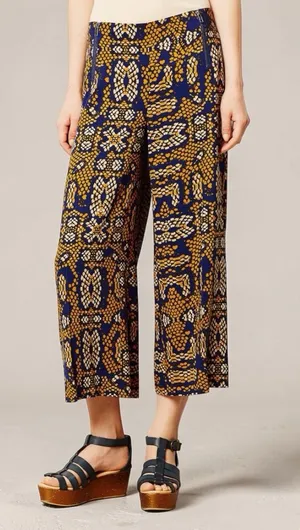Anthropologie Cartonnier Sampa wide-leg crop pants snake print culottes Size 12 thumbnail 1