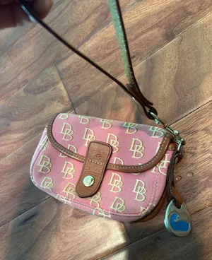 Dooney & Bourke Vintage Mini Pink Monogram Flap Wristlet thumbnail 1