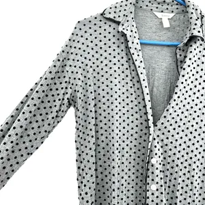 Soma size XS gray black‎ polka dot button up pajama set long sleeve pants thumbnail 3
