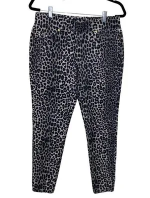 Ladies Michael Kors Snow Leopard Ponte Pants Pull-On Leggings L thumbnail 1