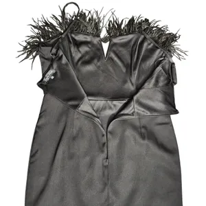 Emory Park Womens Sleek Mini Party‎ Dress Black Ostrich Feather Trim Bodycon L thumbnail 5
