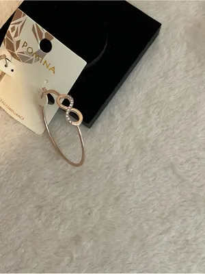 Pomina Rose Gold Hoop Earrings with Infinity Detail thumbnail 3