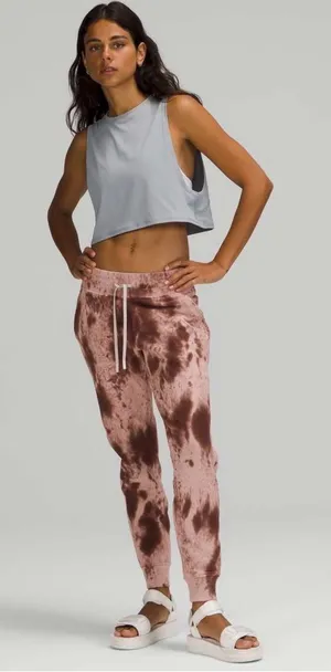 ✨ Lululemon Warm Down Jogger Size 6‎ Pink Brown Marble Dye Soft Lounge Pants ✨ thumbnail 1