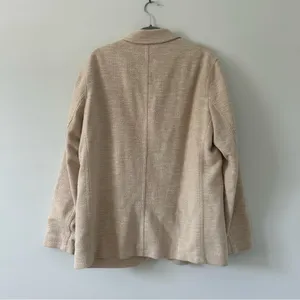 Zara Tan Beige Boucle Knit Cotton Single Breasted Textured Blazer Jacket XL thumbnail 2