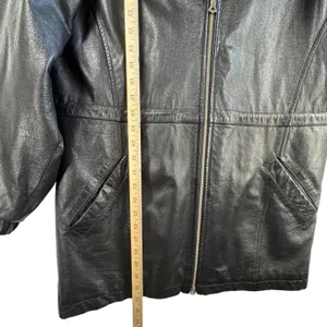 Wilsons Leather Hooded Leather Coat‎ Full Zip Pockets Black Size M Capsule READ thumbnail 11