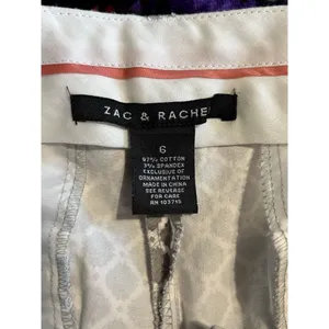 Zac & Rachel Tan/White Geo Print Crop Skinny Pants Size 6‎ Mid Rise Pockets Zip thumbnail 4