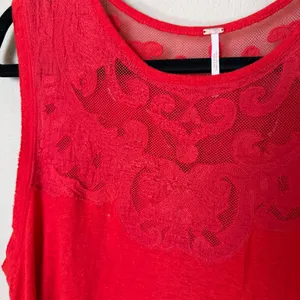 Free People Meant to Be Embroidered Swing Tank Top Red Coral Size Large thumbnail 4