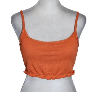 Aerie Orange Cropped Bikini Top NWT Size Medium Orange Textured Swim Top thumbnail 1