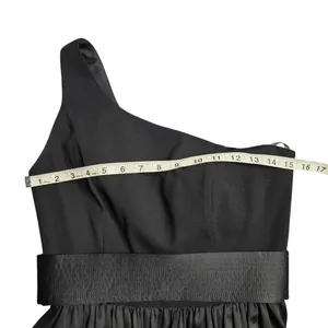 White by Vera Wang Black One-Shoulder Dress W/ Belt‎ Sash Size: 4 thumbnail 3