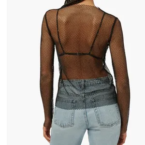 WeWoreWhat Crystal Mesh Mock Neck Top Size Medium thumbnail 4
