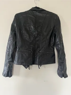 BLANK NYC Black Faux Leather Moto Jacket Medium Chic Model Off Duty Minimalist thumbnail 6