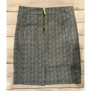 Michael Kors Herringbone Black & White Pencil Skirt Brass Zipper Size 4 thumbnail 3