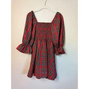 Audrey Parks Francesca's Effie Tartan Plaid Smocked Mini Dress XS NWT $70 thumbnail 6