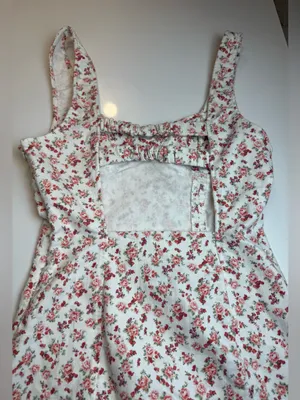 Forever 21 White Mini Summer Dress with‎ Pink Floral Print Size M thumbnail 4