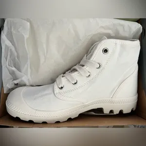 PALLADIUM PAMPA HI high top Canvas lace up boots/sneakers , size 8.5 Star White thumbnail 6