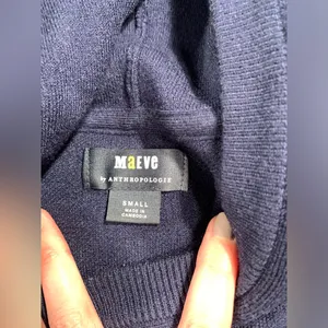 Maeve Anthropologie knit Navy Blue hooded sweater thumbnail 8