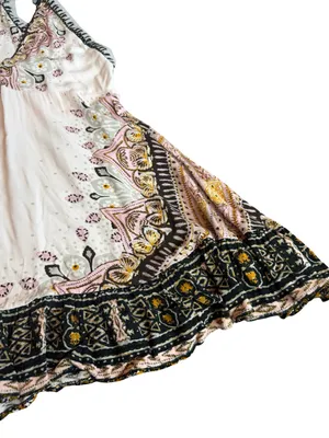 Free People Pink Black Boho Paisley Halter Mini Dress Sleeveless Small Women's thumbnail 6