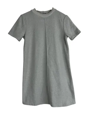 Zara Shirt Dress Womens S Gray Knit Mini Cotton Minimalist Clean Girl Normcore thumbnail 1