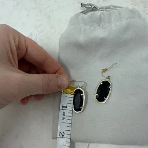 Kendra Scott Elle Gold Drop Earrings Black Opaque Glass thumbnail 7