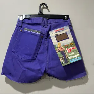 Vintage Wrangler tempered leg purple Shorts Altered Distressed NEW USA cotton XS thumbnail 3
