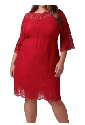 Lane‎ Bryant Women's Scallop Lace Exposed Zipper Elbow Length Sleeves Dress 16 thumbnail 1