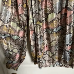 Casting France off the shoulder long sleeve snake print shimmer sheer blouse M thumbnail 6