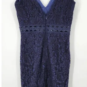 Bardot Fiona Lace Trumpet Midi Dress , Cocktail Sheath Flounce Sleeveless Navy thumbnail 4