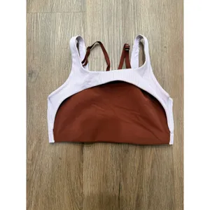 Nike Dri-FIT Womens High Neck Layered Sports Bra Lilac Rust Brown‎ Size Small thumbnail 2
