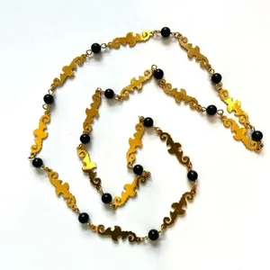 Gold tone and black beaded necklace thumbnail 2