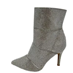 ATRENDY Rhinestone Ankle Boots Womens 7.5M Sparkly Silver Stiletto‎ Heel Party thumbnail 2