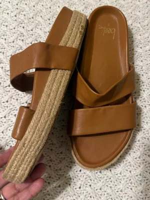 Beek Twinspot Platform Leather Sandals Tan Brown Women's Size 8 slides thumbnail 5
