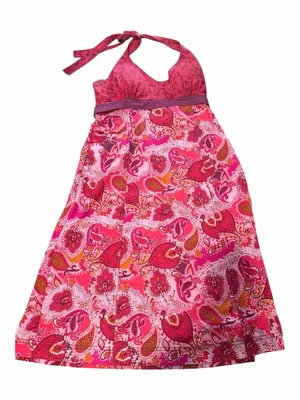 Athleta “Pack Everywhere” Pink Paisley Sun Valley Halter Dress Mini Size 8 thumbnail 1