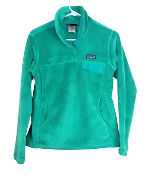 Patagonia Womens Re-Tool Snap-T‎ Fleece Pullover Teal Green 25442 Small thumbnail 1