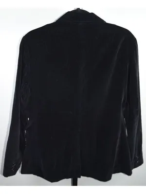 Vintage (80s) Wheel Black Velvet Blazer Sz14 Classic Notch Lapel Tailored Jacket thumbnail 2
