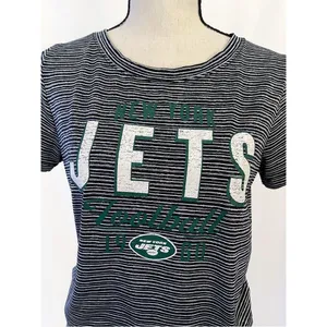 NFL New York Jets Tee Shirt | Grey & White Stripes, Short Sleeves thumbnail 2