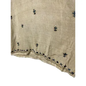Beige Embroidered Long Sleeve‎ Pullover V Neck Bohemian Top Free Size Womens thumbnail 5