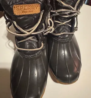 Sperry Black Waterproof Winter & Rain Rubber Duck Boots thumbnail 1