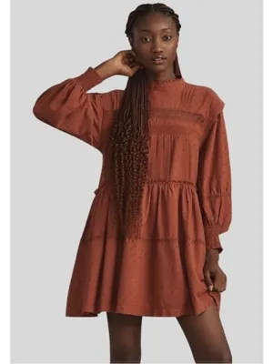 Anthropologie‎ Pilcro Long Sleeve Mock Neck Swing Mini Dress Womens Size XS thumbnail 2