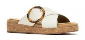 Hush puppies June platform criss cross‎ sandals slides white tan women’s size 10 thumbnail 1