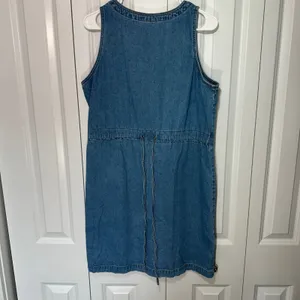 Vintage Blue J. Denim Mini Dress L Western Boho Blue 90s Button Front Sleeveless thumbnail 4