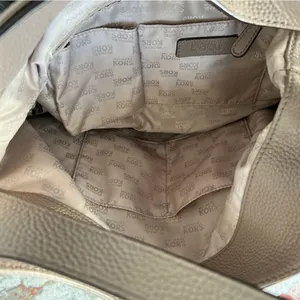 Michael Kors Jamesport Leather Hobo Large Shoulder Bag Taupe Tan Nude Gold thumbnail 10