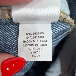 Gap 14 32 Mid Rise Destructed SuperSoft Baggy Jeans Medium Wash Denim 626631 thumbnail 10