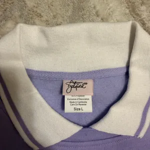 Vintage Grannycore Collared Sweatshirt‎ Pastel Purple Teacup Embroidered Size L thumbnail 5