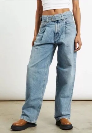 Agolde Free People Belted Baggy Jeans in Outlander thumbnail 1