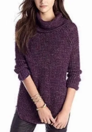 Free People Dylan Tweedy Long-Sleeve Cowl-Neck Sweater. M thumbnail 1