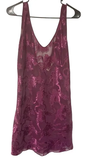 Vintage Victoria Secret Gold Label Purple Mini Dress‎ Lingerie Medium Chemise thumbnail 1
