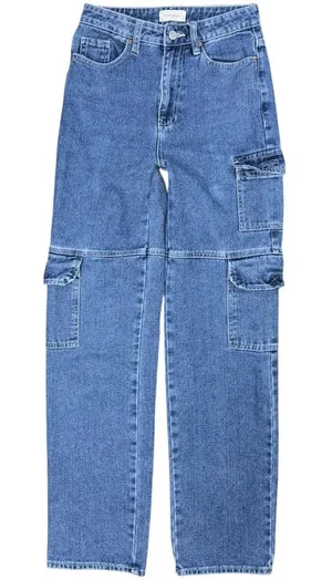 Pacsun Jeans 90s Boyfriend Straight 24 Medium Blue Denim Cargo Utility Workwear thumbnail 1