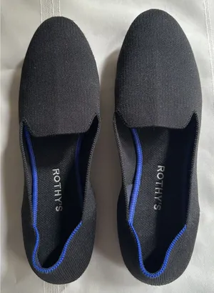 Rothy's The Loafer Black Round Toe Knit Ballet Flats Women's Size W12/EU 43 thumbnail 1