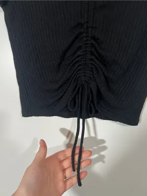 Reformation Cinching Crop Top Black Ribbed Size Small thumbnail 5
