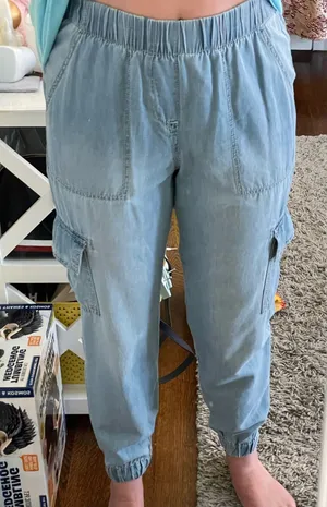 REWASH Denim Style Cargo Pants thumbnail 1